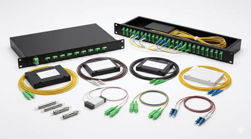 Fiber optic couplers and splitters in different package types for optical signal distribution Fiber optic couplers and splitters in different package types for optical signal distribution
