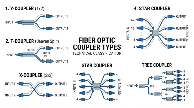 FBT coupler vs PLC splitter comparison showing structure, performance, and application differences FBT coupler vs PLC splitter comparison showing structure, performance, and application differences